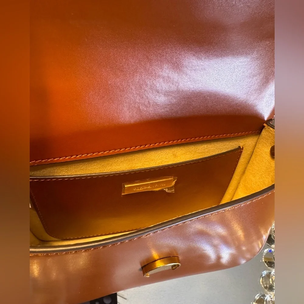Tory Burch Cognac Leather Crossbody with Gold Logo